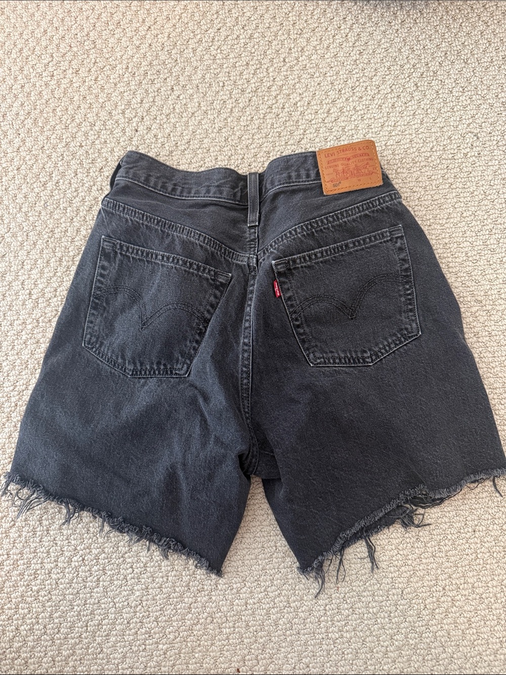 Black 501 Levi's Washed Black High-Rise Cutoff Denim Shorts